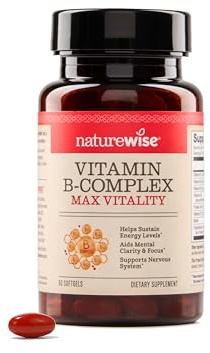 NatureWise Vitamin B Complex for Women and Men - with Folic Acid Biotin B1 B2 B3 B6 B12 - Support Cellular Energy & Mental Clarity - Gluten & Dairy Free, Non-GMO - 60 Softgels[2-Month Supply]