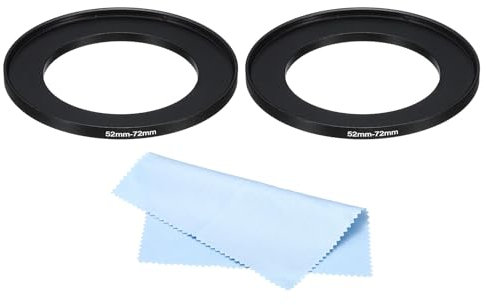 PATIKIL 52-72mm Bague d'adaptation en métal avec Chiffon de Nettoyage Lot de 2 bagues d'adaptation pour Filtre d'objectif d'appareil Photo en Aluminium Noir
