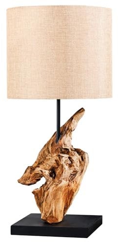 riess-ambiente.de Treibholz Tischlampe HYPNOTIC 60cm natur Leinen Schirm Maritim, Dekolampe, Wohnzimmerlampe, Nachttischlampe