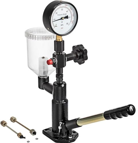 Queeucaer Einspritzdüse Prüfgeräte,Diesel Tester Prüfgerät Abdrückgerät Injektor,Common-Rail-Einspritzdüsenprüfgerät und S60H-Einspritzdüsenprüfgerät,0-600 bar & 0-8000 PSI,Schwarz