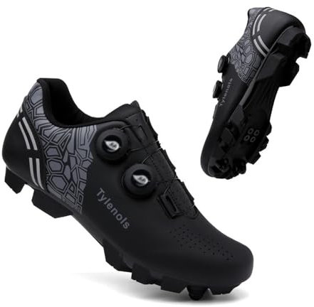 ENEN Herren Fahrradschuhe, Damen Unisex Mountainbike Schuhe Kompatible SPD 2 Schrauben mit Delta Lock Pedal, Blau Schwarz Grau Rosa Atmungsaktive MTB Radschuhe Reitschuhe