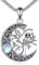 URONE Eulen Baum des Lebens Kette 925 Sterling Silber Eulen Mond Anhänger Haslkette Eulen Schmuck Geschenke für Herren Damen