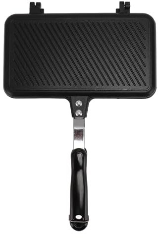 Máquina para hacer gofres antiadherente, máquina para hacer gofres para acampar con mango para gofres crujientes, cocinar el desayuno para acampar (Solid wood/aluminum alloy 2)