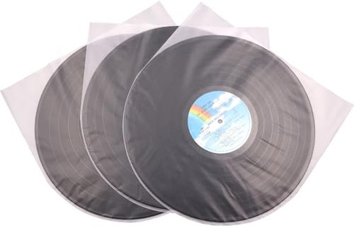 LP Vinyl Inner Sleeves Transparent Anti Static Plastic Round Bottom Protective Sleeves Album Covers (12 inch 25PCS)