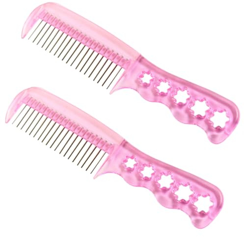 2pcs Wig Brush for Doll Wigs Anti-static Pink Plastic Steel | Hair Salon and Barber Shops Use, Comfortable Grip, Portable Lightweight Design for Kids