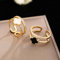 MGYANG Gold Four Leaf Clover Ring for Women Lucky Four-Leaf Clover Cubic Zirconia Adjustable Double Layer Open Ring Jewelry for Women (2PCS-B,OneSize)