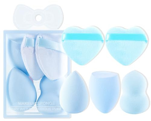 INTEROOKIE Fond de teint spécial oblique coupe oblique Love Beauty Blender Puff sec et humide ne pas manger de poudre outil de maquillage (bleu)
