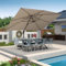 PURPLE LEAF Sombrilla Terraza Exterior 3 x 4 m, Sombrilla Jardin Grande con Rotación de 360° y 5 Ajustes de Inclinación, Sombrilla de Aluminio con Protección UV UPF 50+, Topo