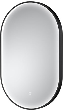 Balterley Oval LED Bathroom Mirror with Demister, Touch Sensor Bathroom Mirrors, Oval Inset Framed Ambient LED Mirror Illuminated, Splash Proof Mirrors for Bathrooms - 500 x 800 mm (Black)