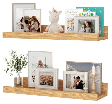 Feihorrm Wandregal, 2er Set, 40cm Schweberegal aus MDF Holz, Wandboard für Bilderrahmen und Dekorationen, Industriedesign, Geeignet für Arbeitszimmer, Schlafzimmer und Küche (Beige, 40 cm)