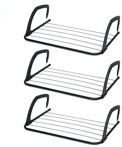 Flatro Radiator Airer 5 Bar - Radiator Clothes Drying Rack - Over Radiator Clothes Airer Indoor - Space Saving Towel Hanging Rail - Radiator Hangers for Drying Clothes (Black, Pack of 3)