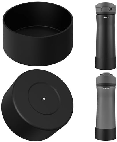 Linkidea Wasserflaschenschutz, kompatibel mit Contigo Jackson Chill 2.0 20 oz/24 oz, Cortland 24 oz, Rutschfester Flaschenbodenschutz aus Silikon, Flaschenstoßstange (2er-Pack) (Schwarz)
