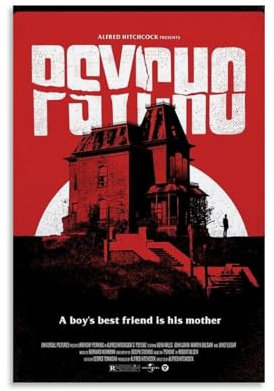 ZBSXLBNG Alfred Hitchcock Psycho Movie Art Poster Dekorative Malerei Leinwand Wandkunst Wohnzimmer Poster Schlafzimmer Malerei 20x30inch(50x75cm)