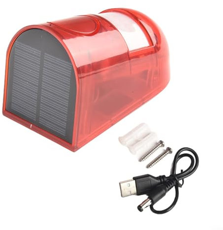 Zilimontt Solar Outdoor Alarm,Solar Security Light Alarm,Solar Powered Motion Sensor Alarm,110DB Alarm Siren,LED Strobe Flashing Red Light for Home,Villa,Yard