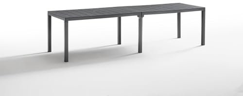 Tomaino - Ausziehbarer Gartentisch aus Kunststoff für 4-12 Plätze - Gartentisch für rechteckige oder quadratische Esstische - für Garten, Veranda oder Balkon - Schwarz