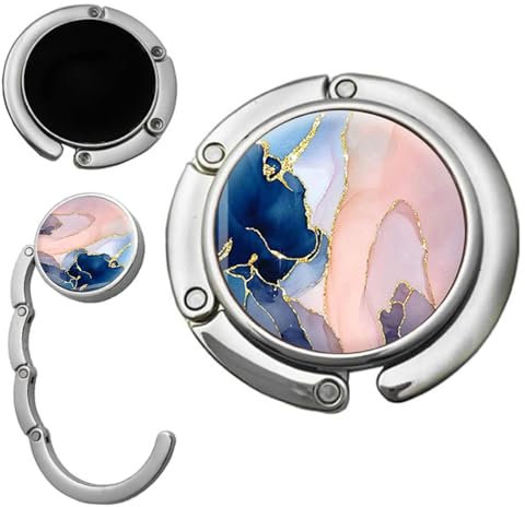 Guyode Rond Porte Sac à Main Table Anti-Dérapant Pliable Motif Marbre Accroche Sac a Main pour Table, Accroche Sac Gadget Femme Support Sac Table Accessoires de Sac à Main Idée Cadeau
