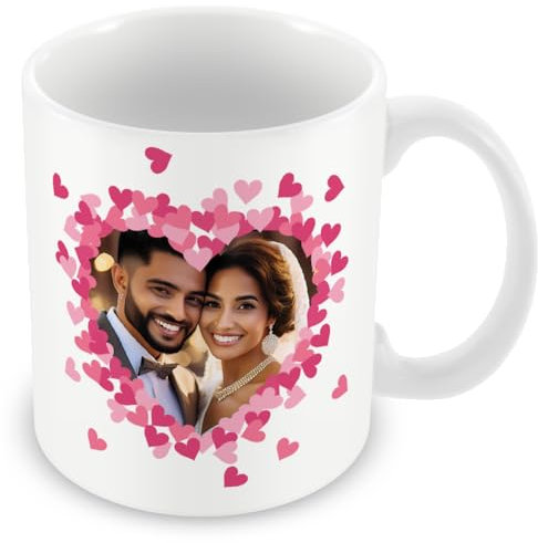 MUGGZ - Personalised - Mug - Love Heart Photo - Gift for Birthday Anniversary Valentines - Custom Love Heart Picture