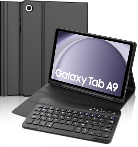 FOGARI Keyboard Case for Samsung Galaxy Tab A9 2023, Detachable Wireless Bluetooth Keyboard Samsung Tab A9 Cover, Black