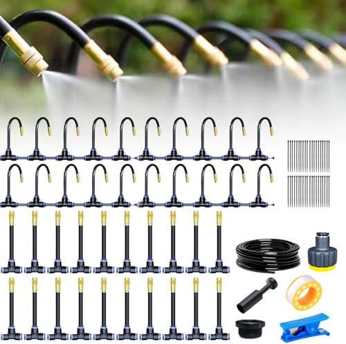 Bewässerungssystem Garten, Greenhouse Pflanzen, 360° Curved Garden Automatic Irrigation System, Hochbeet Bewässerung Tropfbewässerung für Landschaft, Flower Bed und Terrasse Pflanzen (20M)