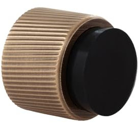EVI Herrajes | Designer Wall Door Stop - Fluted Design - 28x28mm - Brass Aged Leather - Adhesive and Screw Mounting