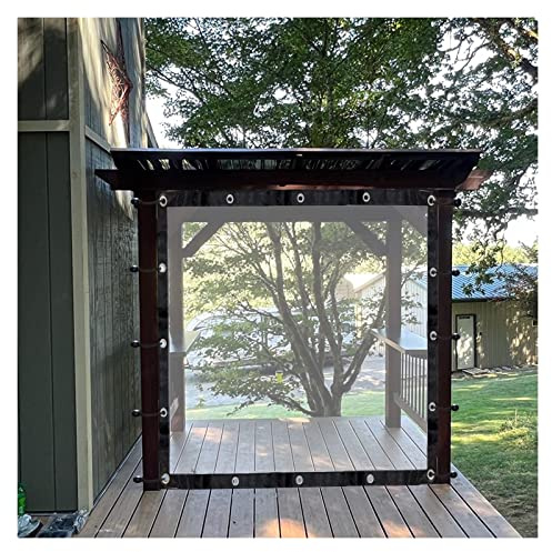 QHLTY Rideau D'auvent de Patio Bâche Transparente Perforée pour Pergola, Salon de Jardin, Serre Housse de Protection Amovible, Personnalisable(4.8x2.5m/15.74x8.2ft)