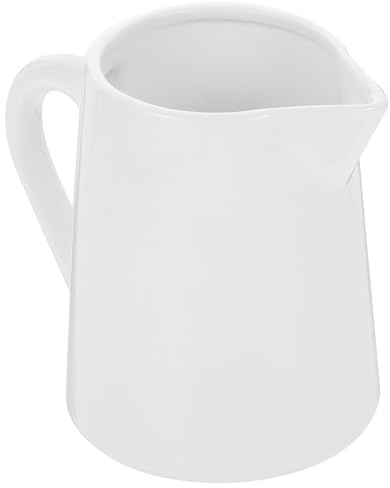 VICASKY Syrup Pots Coffee Creamer Pitcher with Handle Porcelain Milk Cup Frother Espresso Pottery Gravy Boat Tea Serving Pot Ceramic Small Sauce Jug for Sauces Salad White