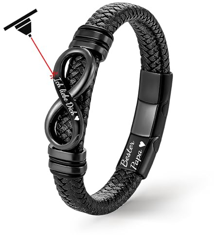 UNIQAL | Lederarmband Herren PLATE Mens Bracelet | Edelstahl, Echtleder | Etui Box Gratis
