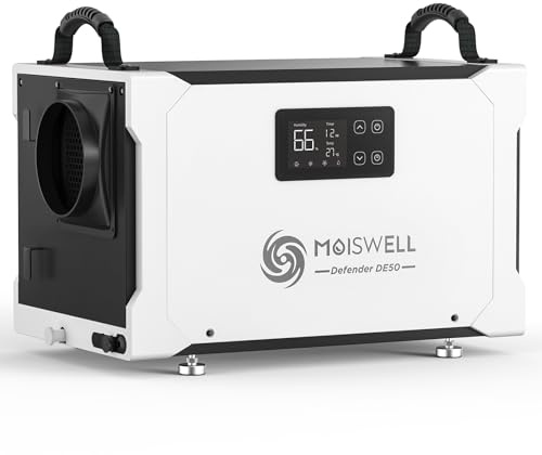 75 L Bautrockner für Keller & Sanierung – Gewerblicher Luftentfeuchter im Dauerbetrieb, bis 350 m³, Hygrostat & Digitalanzeige, Ablaufschlauch – Moiswell