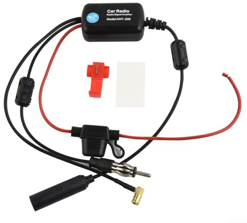 Stereo Aerial DAB AM FM Car Antenna Splitter with Signal Amplifier Booster 25dB Gain for Digital Radio Reception Without Additional Aerial Installation