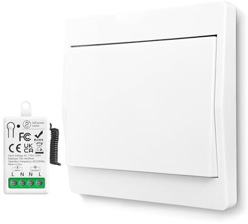 Set di interruttori della luce da 230 V, senza batteria, mini interruttore della luce senza fili, impermeabile, portata fino a 150 m, interruttore della luce senza fili per lampade, 110 ~ 250 V, 10 A