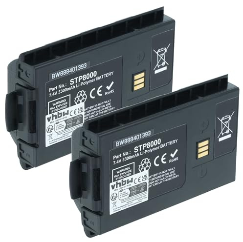 vhbw 2X Akku kompatibel mit Sepura STP8X | STP8100, STP8200, STP8040, STP8080, STP8038, STP9000 Funkgerät, Walkie Talkie (3300 mAh, 7,4 V, Li-Ion)