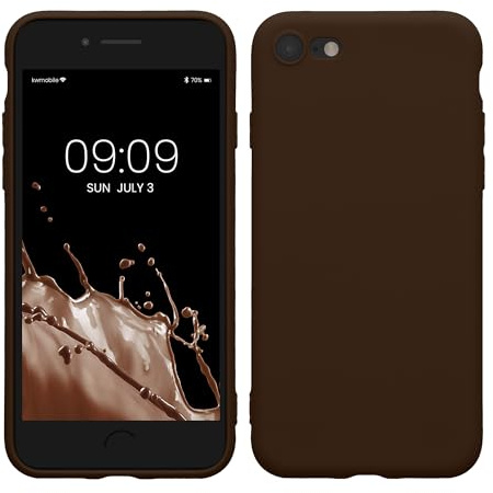 kwmobile Handyhülle für Apple iPhone SE (2022) / SE (2020) / 8/7 Hülle - weiches Handy Silikon Case - Schutzhülle Cover - Chocolate