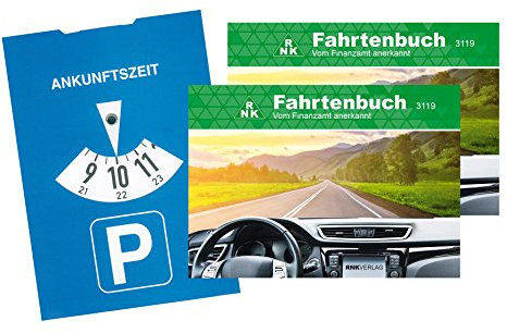 2x Fahrtenbuch / A6 quer / 40 Blatt + Parkscheibe