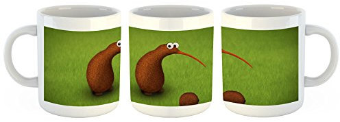 Unified Distribution Kiwi mit Kiwi - Tasse mit Motiv Bedruckt, 300ml C-Henkel. Tolles Geschenk für Büro, Küche, Geburtstag, Lieblingstasse zum Frühstück
