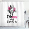 ABAKUHAUS Giraffe Duschvorhang, Lustige Tiermode, mit 12 Ringe Set Stielvoll Modern, 175x200 cm, Weiß Schwarz und Pink