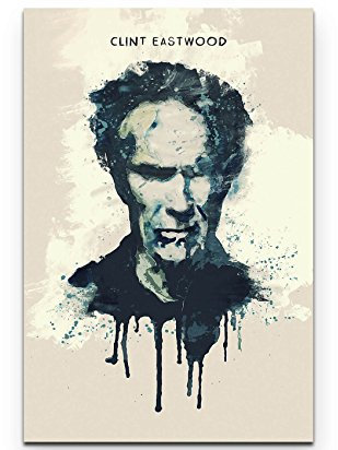 Paul Sinus Art Clint Eastwood 90x60cm auf Leinwand gespannt fertig zum aufhängen