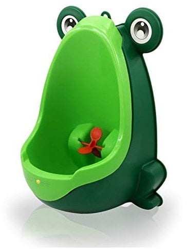 Cute Frog Children Potty Toilet Training Urinal for Boys, Pee Trainer Bathroom Kids Urinal with Whirling Target - Green