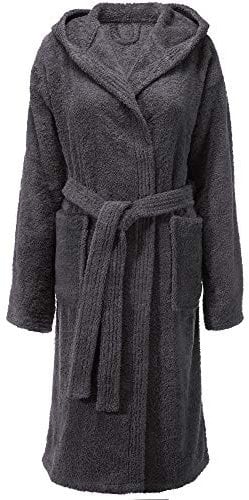 CelinaTex XS-XL Bademantel Kapuze Uni zweifarbig lang aufgesetzte Taschen Damen warm Frottee reine Baumwolle OEKO-TEX Fehmarn