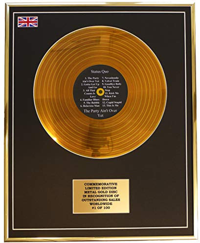 STATUS QUO - THE PARTY AIN'T OVER YET METAL GOLD RECORD DISPLAY COMMEMORATIVE LTD EDITION