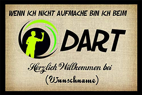 Crealuxe Fussmatte mit Wunschtext/Wunschname Wenn ich Nicht aufmache - Dart - 60x40 cm - Gummi Rückseite/rutschfest - Filzoberfläche - Bedruckte Türmatte - Innenmatte - Schmutzmatte