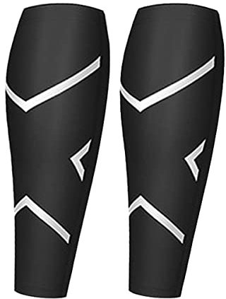 AUXDIQ Manchon Compression Mollet Femme Homme Chaussettes de Contention Manchon de Compression Mollets Support de Mollets Noir Taille M