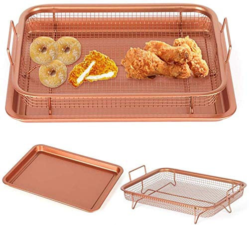 qiuqiu Crispy Tray Crisper , Mikrowellen-Backblech, Pommes-Frites-Korb, Quadratischer Gebratener Ölablauf