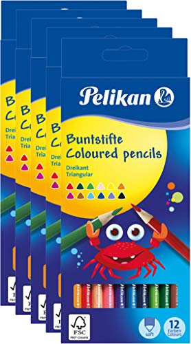 Pelikan 700115 Buntstifte, dreikant, 5 x 12 Stück, FSC