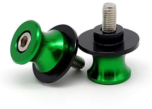 M6 Schwingenschutz, 2 Stück Schwingenadapter Ständer Bobbins Spool Racingadapter Ständeraufnahme, 6mm Motorrad CNC Montageständer Schwinge Ständer Schraube Schwinge Spulen,GrüN