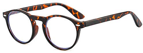 Suertree Blaulichtfilter Lesebrille Computer Gaming Runde Brillen PC Anti Müdigkeit Lesehilfe UV-Schutz für Herren Damen Tortoise 2.0x