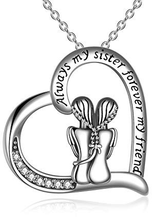 YFN Schwester Geschenke von Schwester, Sterling Silber Immer meine Schwester für immer meine Freundin Schwester Anhänger Halskette, Geburtstag Halskette Geschenk