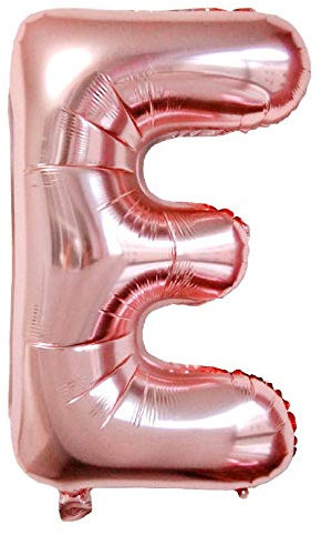 Lepep Palloncini in oro rosa da 85 cm, numeri da 0 a 9 lettere dalla A alla Z, per feste di compleanno, baby shower, addio al nubilato, matrimoni, balli di fine anno, palloncini decorativi (lettera E)