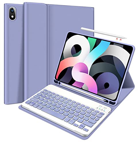 ABEIFAN iPad Air 6th Generation 11 inch 2024 Case with Keyboard - iPad Air 5th/4th Generation 10.9 inch Case with Detachable Wireless Keyboard and Pencil Holder Auto Wake/Sleep, Purple