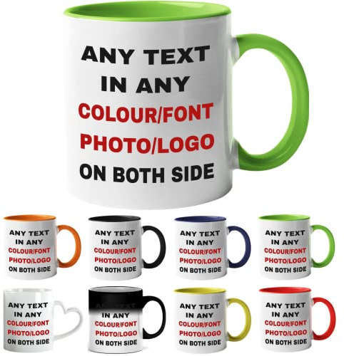 ia wares Personalised Mug - Any Text, Design, Picture or Logo on The Coffee Mug - Customised Coffee Mug Gifts for Birthday Christmas, Anniversary and Other Special Moments(11oz, Green)