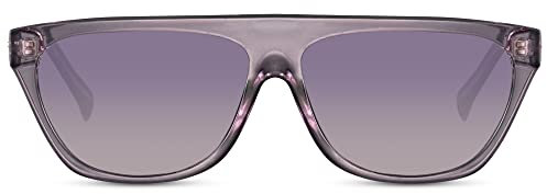 Cheapass Sonnenbrille Günstige Sonnenbrille rechteckig/flache Oberseite und ein transparent/lilafarbenes Gestell mit lila Verlaufsgläsern vollständig recycelt 100% UV400-geschützt Herren Damen